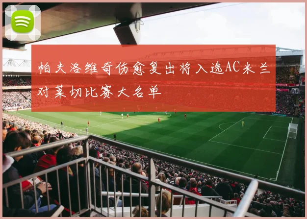 帕夫洛维奇伤愈复出将入选AC米兰对莱切比赛大名单